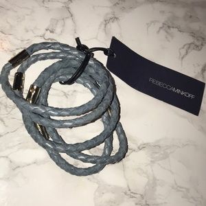 NWT REBECCA MINKOFF LEATHER DENIM BRACELET- 5 PAK